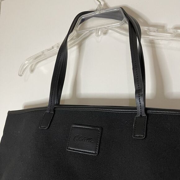 NWOT CLEOBELLA black canvas zip up large tote bag - Picture 2 of 6